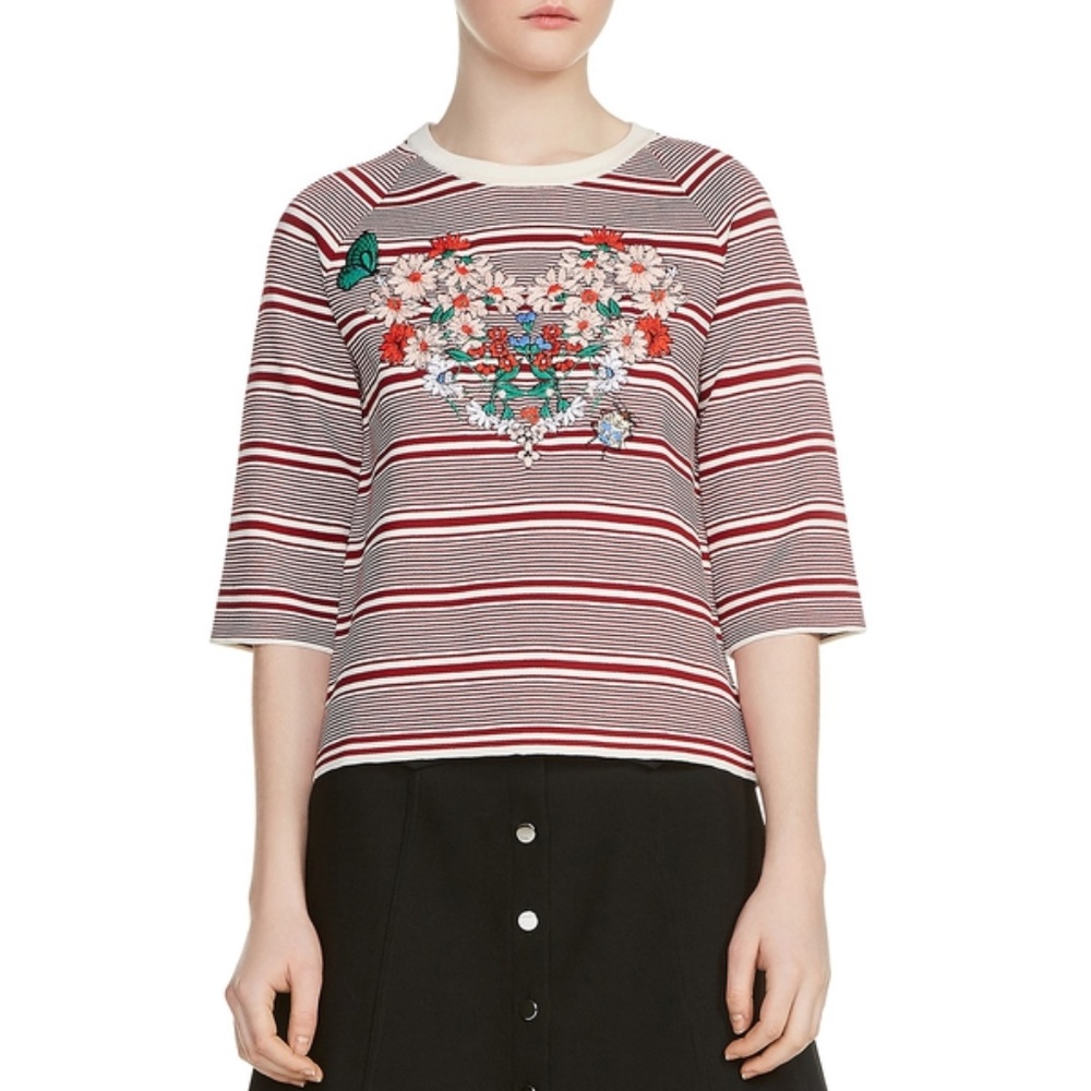 Maje Marco Floral Embroidered Sweater (size 1)
